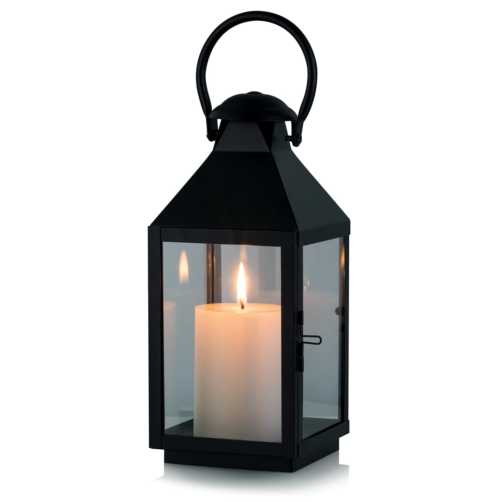 Coastal Iron Candle Lantern – Rustic Hanging Patio Lantern (10.2”)