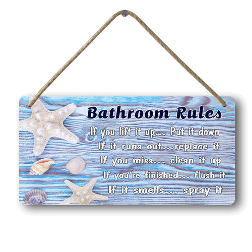 Beach Bathroom Wall Decor Ocean Themed Bathroom Accessories Summer Decorations For Home Sea Themed For Tailet Beachy Bathroom Decor Coastal Bathroom Accessories Bathroom Rules Sign 12x6 In