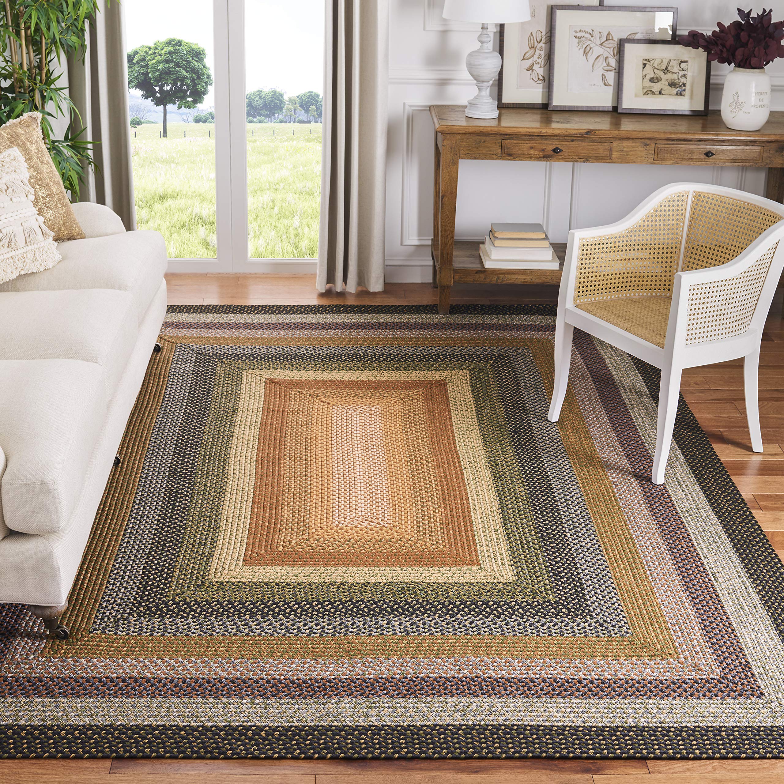 Stillwater Braided Cottage Area Rug – Reversible Farmhouse Accent Rug (5’ Square)