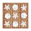 Coastal Starfish & Sand Dollar Tic-Tac-Toe Board – Wooden Beach House Table Game Decor