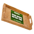 Coastal Woven Rattan Serving Tray with Handles