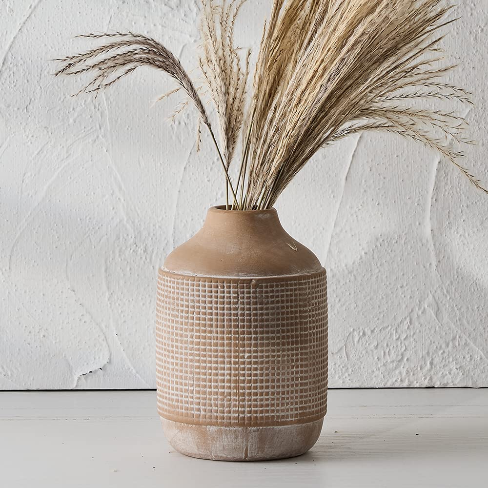 Stillwater Rustic Sand Ceramic Vase – Coastal Farmhouse Neutral Pottery Decor (7”)