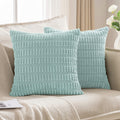 Light Blue Coastal Corduroy Pillow Covers – Soft Textured Farmhouse Accent (Set of 2)