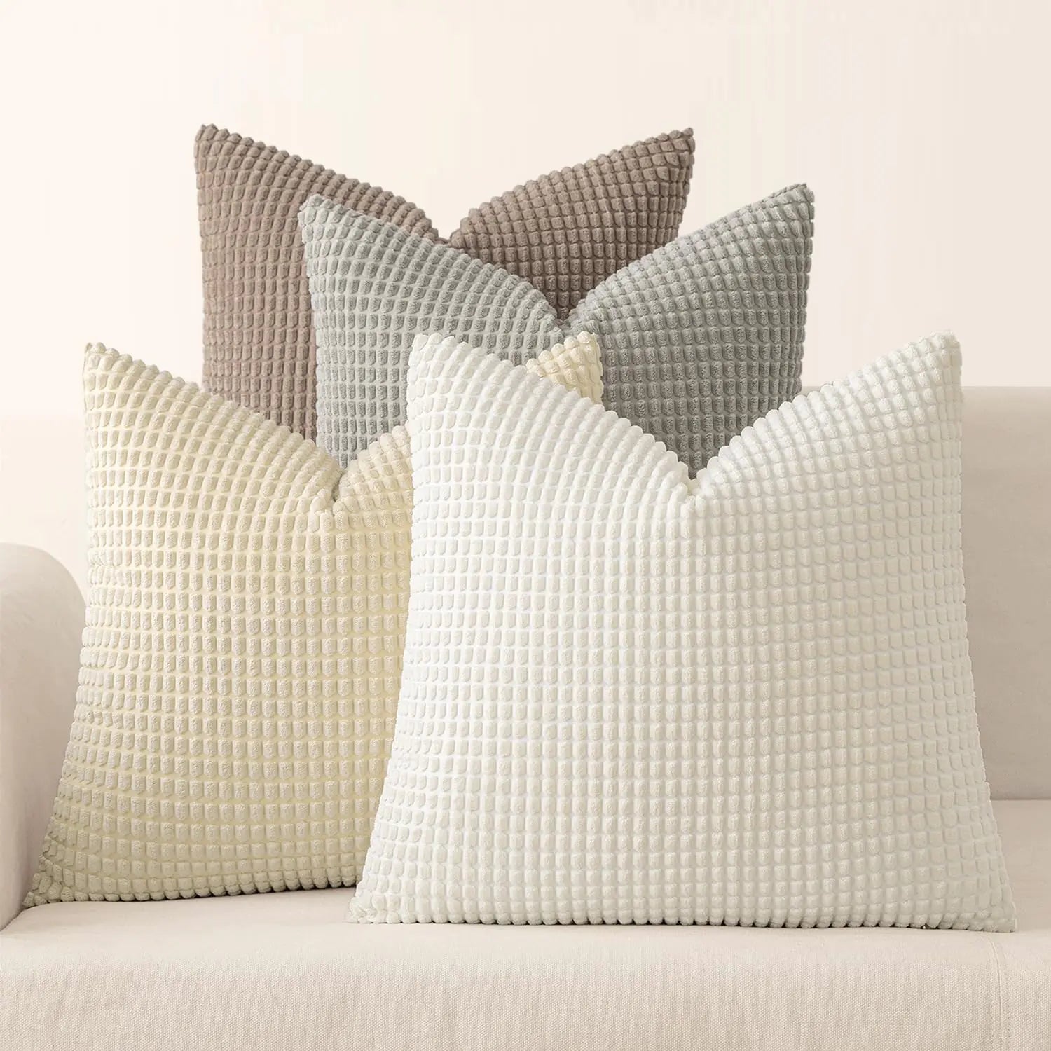 Driftwood Corduroy Pillow Covers-Neutral 20x20 Set of 4